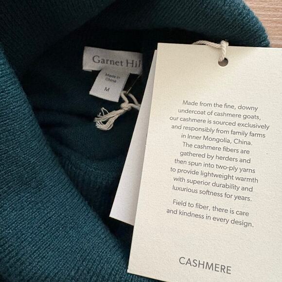 Garnet Hill Wool Cashmere Oversized Turtleneck Sweater Dark Balsam M - Picture 2 of 6